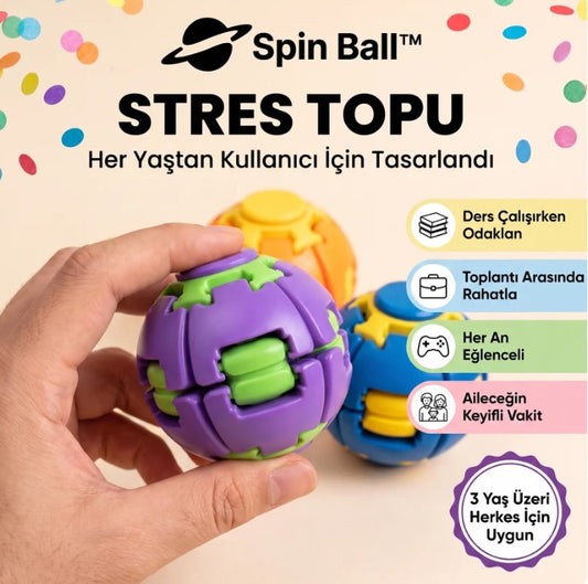 Spinball Kutulu Stres Topu - Bas, Dönsün, Rahatla | Sürpriz Renk