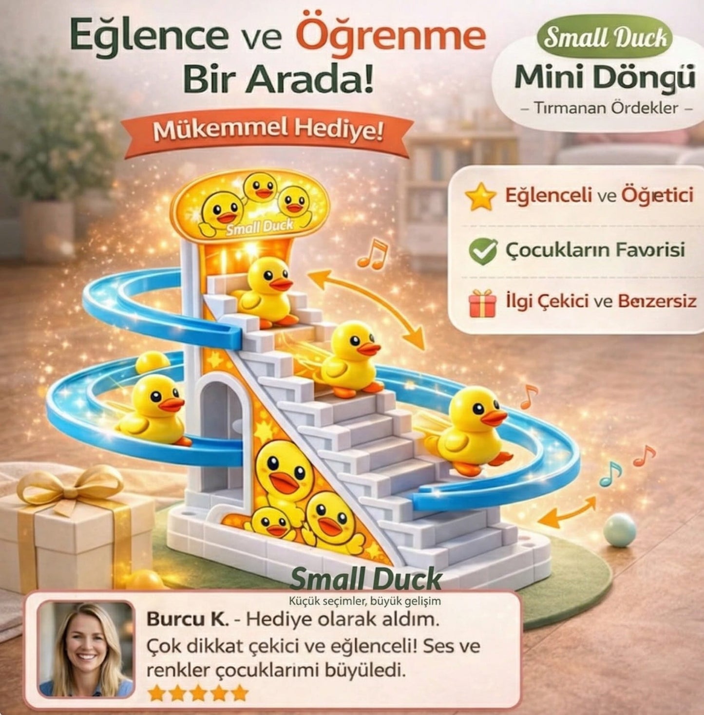 Small Duck Müzikli ve Işıklı Tırmanan Ördekler Merdiven Yarış Seti🦆✨